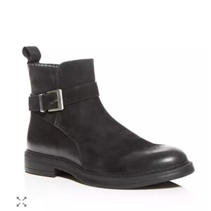 Karl Lagerfeld Paris Black suede and leather Harness with Buckle ankle Boots 9